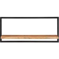 Berkfield Home Wall Shelves 2 pcs 80x25x35 cm Solid Wood Acacia & Steel in Brown | Size: 80 x 25 x 35 cm