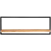 Berkfield Home Wall Shelves 2 pcs 100x24x35 cm Solid Wood Acacia & Steel in Brown | Size: 100 x 24 x 35 cm