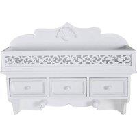 Berkfield Home Wall Shelf/Peg with 3 Drawers 2 Hooks in White