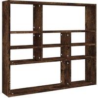 Berkfield Home Wall Shelf Smoked Oak 90x16x78 cm Engineered Wood in Brown | Size: 90 x 16 x 78 cm