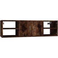 Berkfield Home Wall Shelf Smoked Oak 102x30x29 cm Engineered Wood in Brown | Size: 102 x 30 x 29 cm