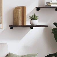 Berkfield Home Wall Shelf Dark Grey 40x40x2 cm Treated Solid Wood Oak in Brown | Size: 40 x 40 x 2 cm