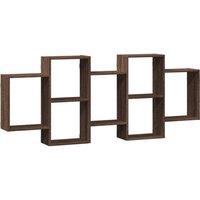 Berkfield Home Wall Shelf Brown Oak 159x18x65 cm Engineered Wood | Size: 159 x 18 x 65 cm