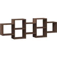 Berkfield Home Wall Shelf Brown Oak 129x18x42 cm Engineered Wood | Size: 129 x 18 x 42 cm
