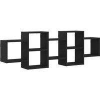 Berkfield Home Wall Shelf Black Oak 129x18x42 cm Engineered Wood | Size: 129 x 18 x 42 cm