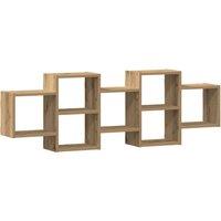 Berkfield Home Wall Shelf Artisian Oak 129x18x42 cm Engineered Wood in Brown | Size: 129 x 18 x 42 cm