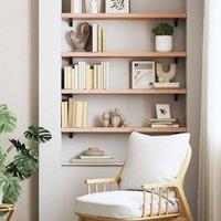 Berkfield Home Wall Shelf 80x20x4 cm Untreated Solid Wood Oak in Brown | Size: 80 x 20 x 4 cm