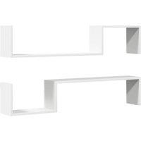 Berkfield Home Wall Shelf 2 pcs White 100x15x20 cm Engineered Wood | Size: 100 x 15 x 20 cm