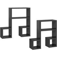 Berkfield Home Wall Shelf 2 pcs High Gloss Grey 50x15x50 cm Engineered Wood | Size: 50 x 15 x 50 cm