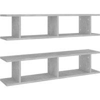Berkfield Home Wall Shelf 2 pcs Concrete Grey 90x18x20 cm Engineered Wood | Size: 90 x 18 x 20 cm
