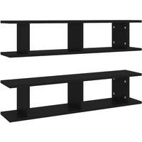 Berkfield Home Wall Shelf 2 pcs Black 90x18x20 cm Engineered Wood | Size: 90 x 18 x 20 cm
