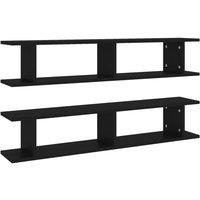 Berkfield Home Wall Shelf 2 pcs Black 105x18x20 cm Engineered Wood | Size: 105 x 18 x 20 cm