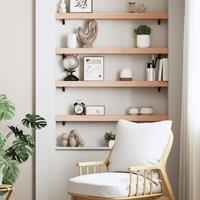 Berkfield Home Wall Shelf 100x10x6 cm Untreated Solid Wood Oak in Brown | Size: 100 x 10 x 6 cm