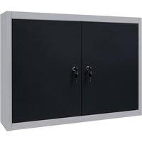 Berkfield Home Wall Mounted Tool Cabinet Industrial Style Metal Grey & Black
