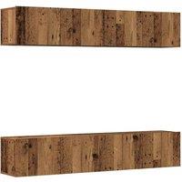Berkfield Home Wall Mounted TV cabinets 4 pcs Old Wood Engineered Wood in Brown