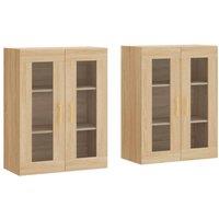 Berkfield Home Wall Mounted Cabinets 2 pcs Sonoma Oak Engineered Wood in Brown