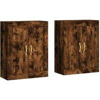 Berkfield Home Wall Mounted Cabinets 2 pcs Smoked Oak Engineered Wood in Brown