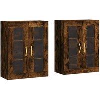 Berkfield Home Wall Mounted Cabinets 2 pcs Smoked Oak Engineered Wood in Brown