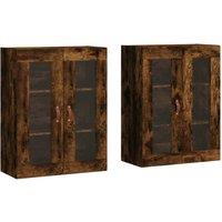 Berkfield Home Wall Mounted Cabinets 2 pcs Smoked Oak Engineered Wood in Brown