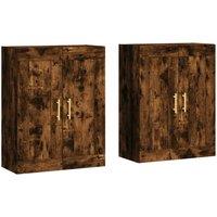 Berkfield Home Wall Mounted Cabinets 2 pcs Smoked Oak Engineered Wood in Brown