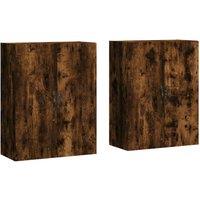 Berkfield Home Wall Mounted Cabinets 2 pcs Smoked Oak Engineered Wood in Brown