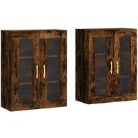 Berkfield Home Wall Mounted Cabinets 2 pcs Smoked Oak Engineered Wood in Brown
