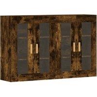 Berkfield Home Wall Mounted Cabinets 2 pcs Smoked Oak Engineered Wood in Brown