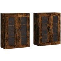 Berkfield Home Wall Mounted Cabinets 2 pcs Smoked Oak Engineered Wood in Brown