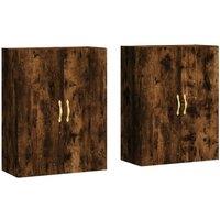 Berkfield Home Wall Mounted Cabinets 2 pcs Smoked Oak 69.5x34x90 cm in Brown