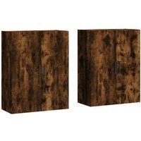 Berkfield Home Wall Mounted Cabinets 2 pcs Smoked Oak 69.5x34x90 cm in Brown