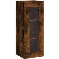 Berkfield Home Wall Mounted Cabinet Smoked Oak 34.5x34x90 cm in Brown