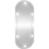 Berkfield Home Wall Mirror with LED Lights 45x100 cm Glass Oval in Silver