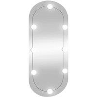 Berkfield Home Wall Mirror with LED Lights 35x80 cm Glass Oval in Silver