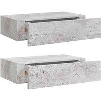 Berkfield Home Wall Drawer Shelves 2 pcs Concrete Grey 40x23.5x10cm MDF | Size: 40x23.5x10 cm