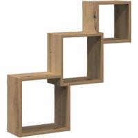Berkfield Home Wall Cube Shelves Artisan Oak 68x15x68 cm Engineered Wood in Brown | Size: 68 x 15 x 68 cm