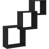 Berkfield Home Wall Cube Shelves Black Oak 68x15x68 cm Engineered Wood | Size: 68 x 15 x 68 cm