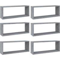 Berkfield Home Wall Cube Shelves 6 pcs Grey Sonoma 60x15x23 cm Engineered Wood | Size: 60 x 15 x 23 cm