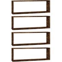 Berkfield Home Wall Cube Shelves 4 pcs Smoked Oak 80x15x26.5 cm Engineered Wood in Brown