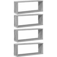 Berkfield Home Wall Cube Shelves 4 pcs Grey Sonoma 60x15x23 cm Engineered Wood | Size: 60 x 15 x 23 cm