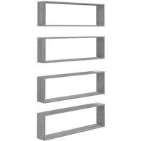 Berkfield Home Wall Cube Shelves 4 pcs Grey Sonoma 100x15x30 cm Engineered Wood | Size: 100 x 15 x 30 cm