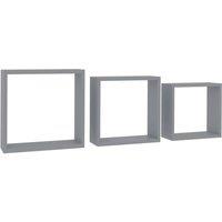 Berkfield Home Wall Cube Shelves 3 pcs Grey MDF