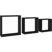 Berkfield Home Wall Cube Shelves 3 pcs Black MDF