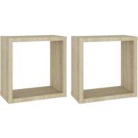 Berkfield Home Wall Cube Shelves 2 pcs Sonoma Oak 30x15x30 cm in Brown | Size: 30 x 15 x 30 cm