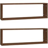 Berkfield Home Wall Cube Shelves 2 pcs Brown Oak 80x15x26.5 cm Engineered Wood