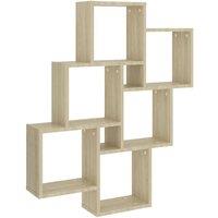 Berkfield Home Wall Cube Shelf Sonoma Oak 78x15x93 cm Engineered Wood in Brown | Size: 78 x 15 x 93 cm