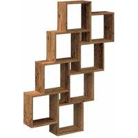 Berkfield Home Wall Cube Shelf Old Wood 90x15x119.5 cm Engineered Wood in Brown