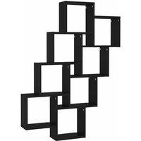 Berkfield Home Wall Cube Shelf Black 90x15x119 cm Engineered Wood | Size: 90 x 15 x 119 cm