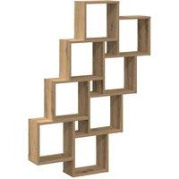 Berkfield Home Wall Cube Shelf Artisan Oak 90x15x119.5 cm Engineered Wood in Brown