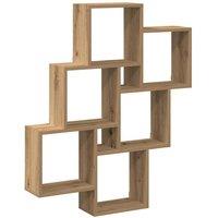 Berkfield Home Wall Cube Shelf Artisan Oak 78x15x93 cm Engineered Wood in Brown | Size: 78 x 15 x 93 cm