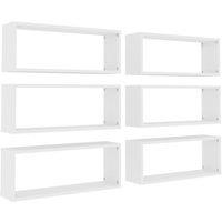 Berkfield Home Wall Cube Shelf 6 pcs White 60x15x23 cm Engineered Wood | Size: 60 x 15 x 23 cm